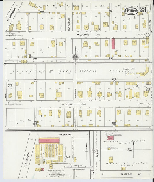Sanborn Fire Insurance Map from Delphos, Van Wert And Allen Counties, Ohio (1921), Sheet #0023 - Historic Sanborn Fire Insurance Map Print, vintage old map wall art, antique decor, genealogy gift, Ohio Ohio map