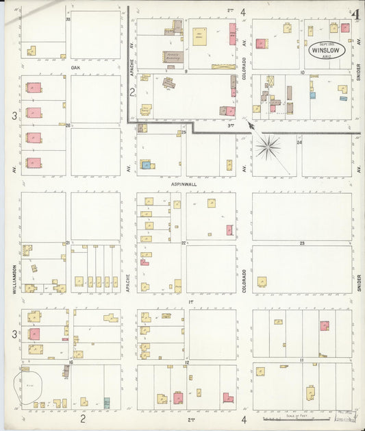 Sanborn Fire Insurance Map from Winslow, Navajo County, Arizona (1901), Sheet #0004 - Historic Sanborn Fire Insurance Map Print, vintage old map wall art, antique decor, genealogy gift, Arizona Arizona map