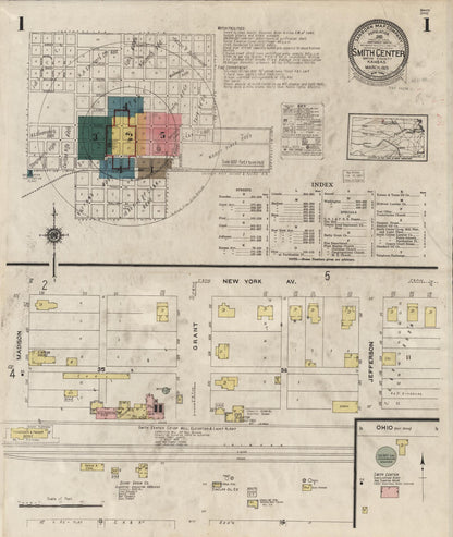 Sanborn Fire Insurance Map from Smith Center, Smith County, Kansas (1925), Sheet #0001 - Complete Map Set gallery image, historic Sanborn map, vintage wall art, Kansas Kansas