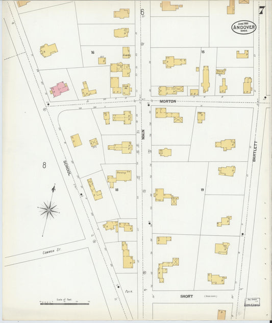 Sanborn Fire Insurance Map from Andover, Essex County, Massachusetts (1901), Sheet #0007 - Historic Sanborn Fire Insurance Map Print, vintage old map wall art, antique decor, genealogy gift, Massachusetts Massachusetts map