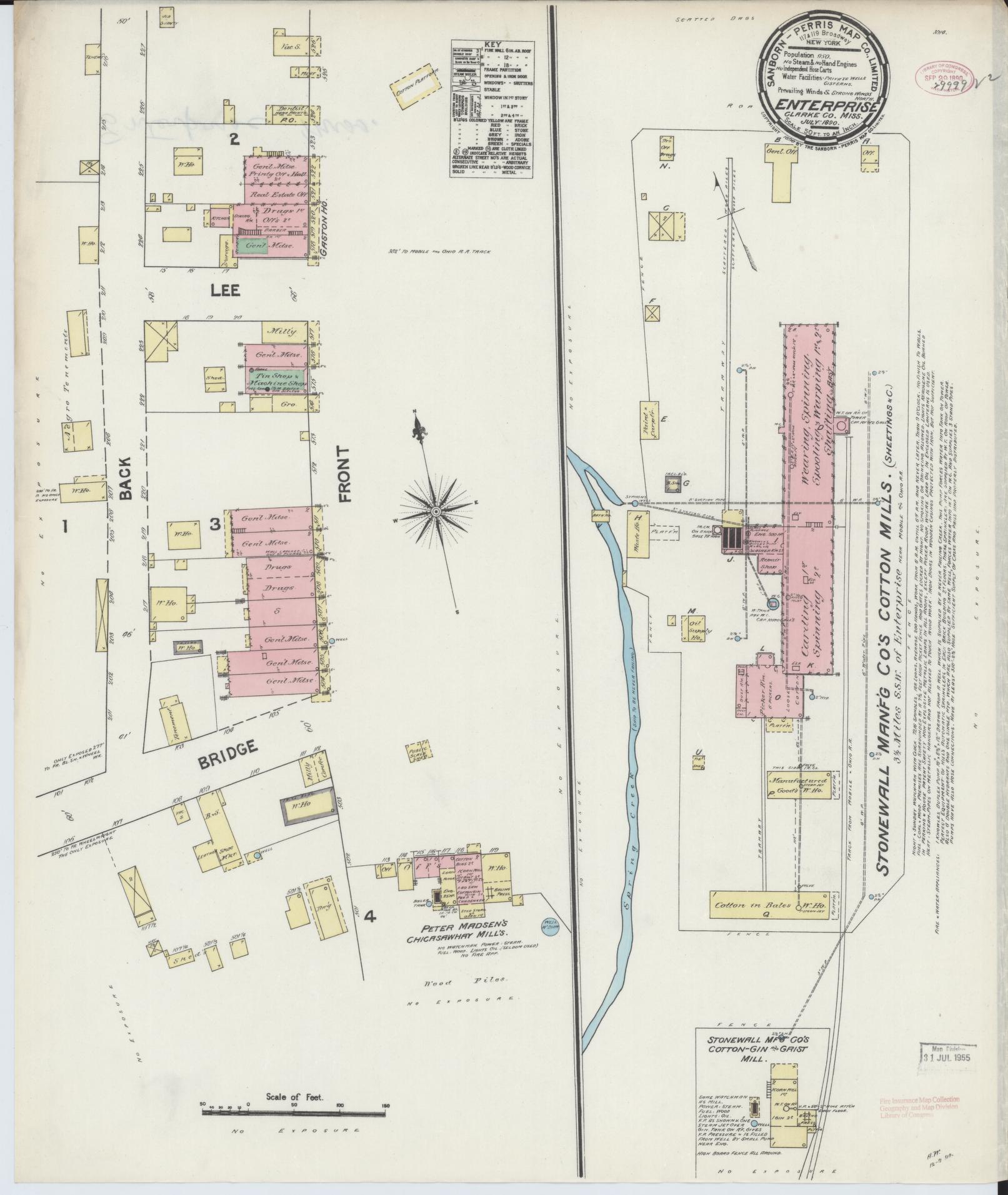 Sanborn Fire Insurance Map from Enterprize, Clarke County, Mississippi (1890), Sheet #0001 - Historic Sanborn Fire Insurance Map Print, vintage old map wall art, antique decor, genealogy gift, Mississippi Mississippi map