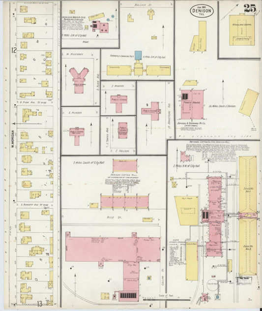 Sanborn Fire Insurance Map from Denison, Grayson County, Texas (1903), Sheet #0025 - Historic Sanborn Fire Insurance Map Print, vintage old map wall art, antique decor, genealogy gift, Texas Texas map