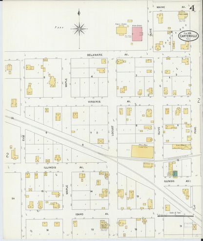 Sanborn Fire Insurance Map from Carterville, Williamson County, Illinois (1906), Sheet #0004 - Complete Map Set gallery image, historic Sanborn map, vintage wall art, Illinois Illinois