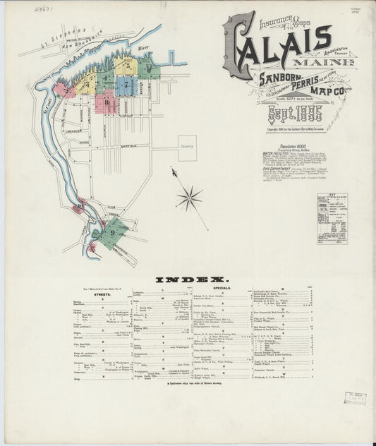 Sanborn Fire Insurance Map from Calais, Washington County, Maine. (1895) – Historic Sanborn Fire Insurance Map Print