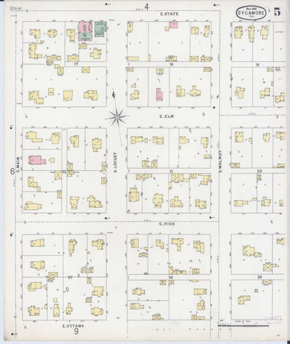 Sanborn Fire Insurance Map from Sycamore, De Kalb County, Illinois (1896), Sheet #0005 - Complete Map Set gallery image, historic Sanborn map, vintage wall art, Illinois Illinois