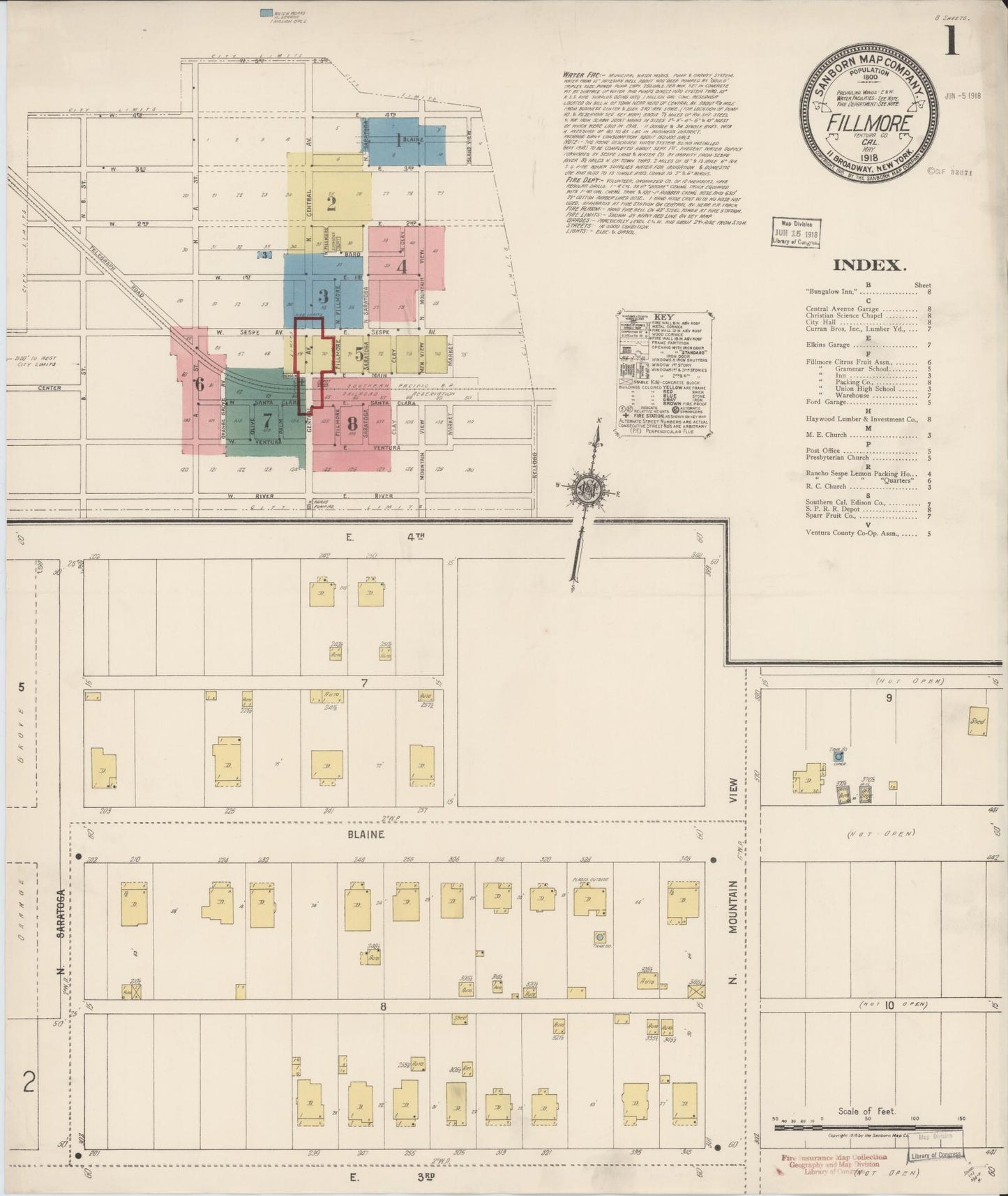 Sanborn Fire Insurance Map from Fillmore, Ventura County, California. (1918) – Historic Sanborn Fire Insurance Map Print