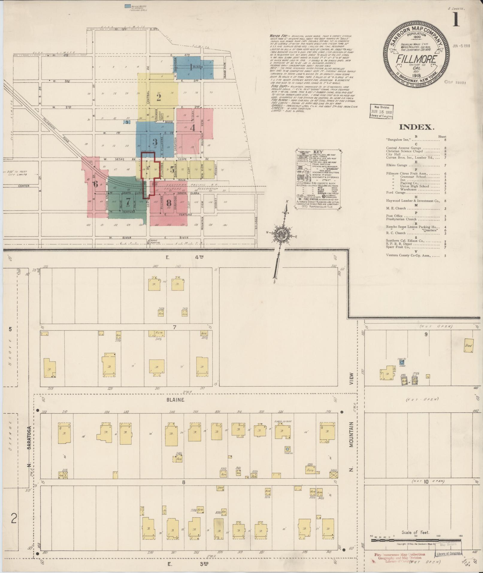 Sanborn Fire Insurance Map from Fillmore, Ventura County, California. (1918) – Historic Sanborn Fire Insurance Map Print