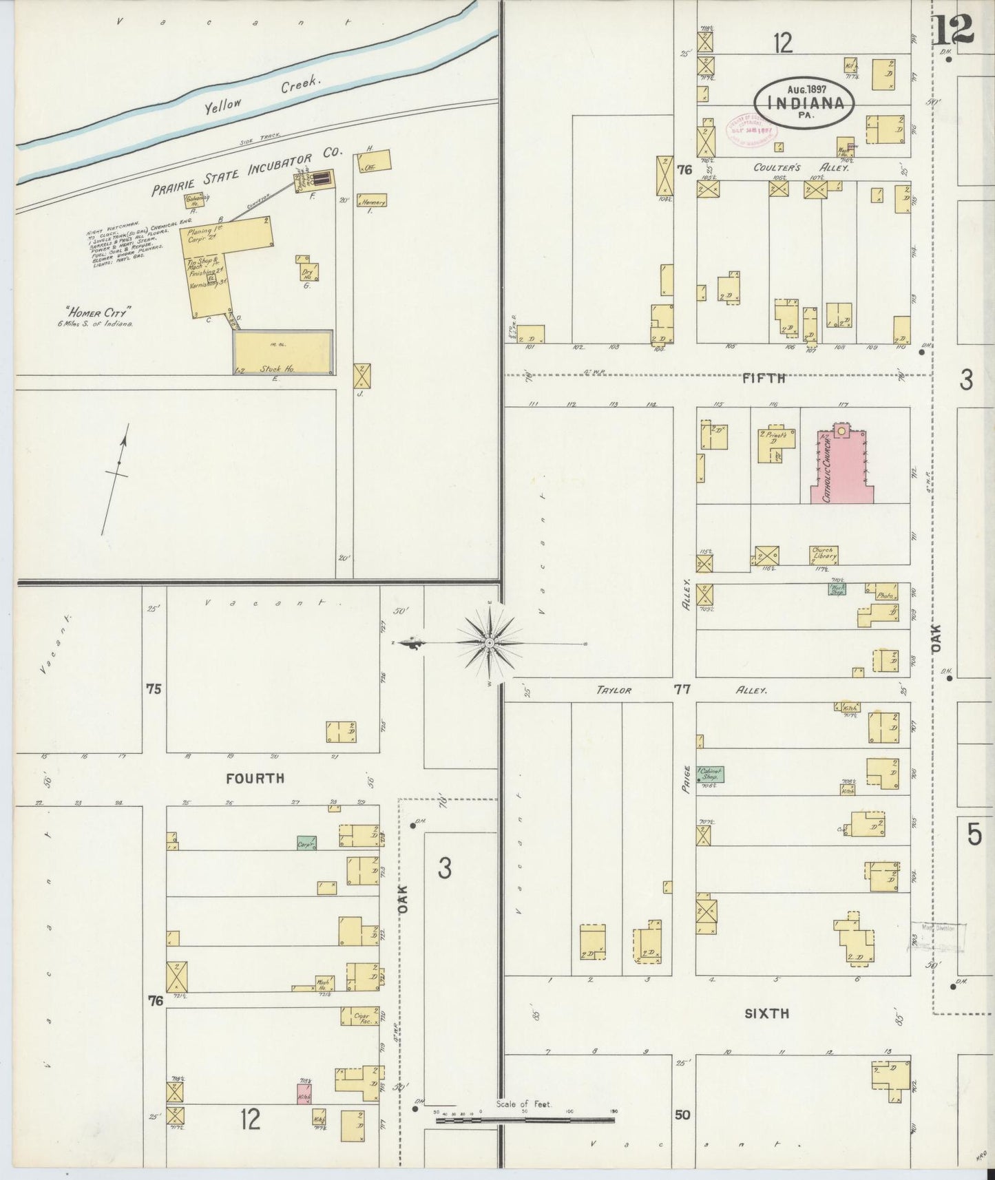 Sanborn Fire Insurance Map from Indiana, Indiana County, Pennsylvania (1888), Sheet #0012 - Complete Map Set gallery image, historic Sanborn map, vintage wall art, Sanborn Fire Insurance Map from Indiana Indiana
