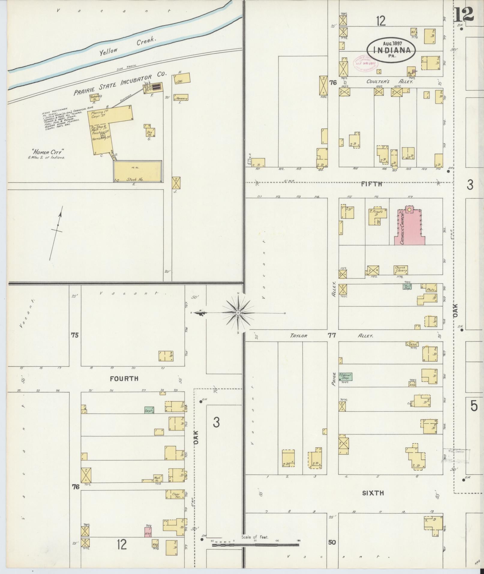 Sanborn Fire Insurance Map from Indiana, Indiana County, Pennsylvania (1888), Sheet #0012 - Complete Map Set gallery image, historic Sanborn map, vintage wall art, Sanborn Fire Insurance Map from Indiana Indiana