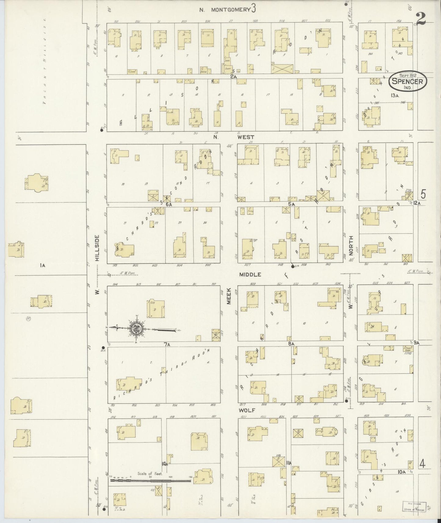 Sanborn Fire Insurance Map from Spencer, Owen County, Indiana (1912), Sheet #0002 - Historic Sanborn Fire Insurance Map Print, vintage old map wall art, antique decor, genealogy gift, Indiana Indiana map