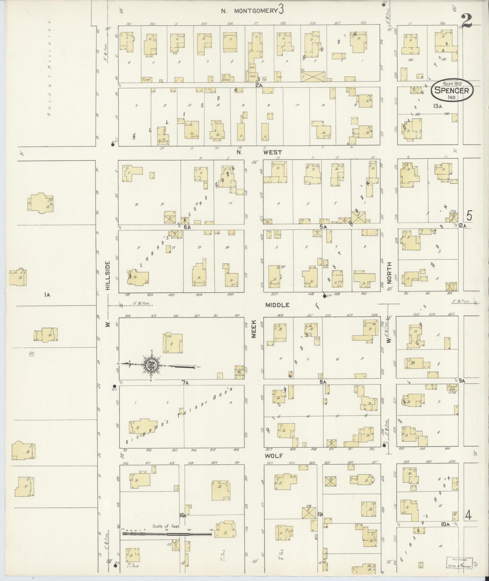Sanborn Fire Insurance Map from Spencer, Owen County, Indiana (1912), Sheet #0002 - Historic Sanborn Fire Insurance Map Print, vintage old map wall art, antique decor, genealogy gift, Indiana Indiana map