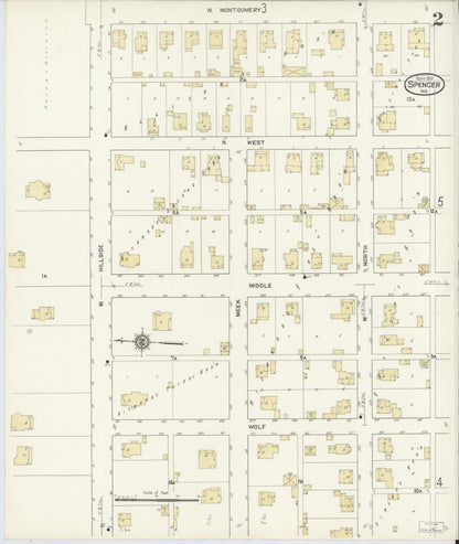 Sanborn Fire Insurance Map from Spencer, Owen County, Indiana (1912), Sheet #0002 - Historic Sanborn Fire Insurance Map Print, vintage old map wall art, antique decor, genealogy gift, Indiana Indiana map