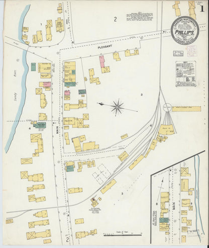 Sanborn Fire Insurance Map from Phillips, Franklin County, Maine (1903), Sheet #0001 - Complete Map Set gallery image, historic Sanborn map, vintage wall art, Maine Maine