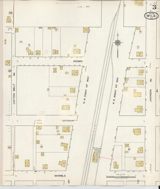 Sanborn Fire Insurance Map from Wylie, Collin County, Texas (1934), Sheet #0003 - Historic Sanborn Fire Insurance Map Print, vintage old map wall art, antique decor, genealogy gift, Texas Texas map