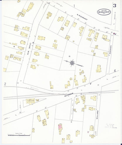 Sanborn Fire Insurance Map from Middlebury, Addison County, Vermont (1910), Sheet #0003 - Complete Map Set gallery image, historic Sanborn map, vintage wall art, Vermont Vermont