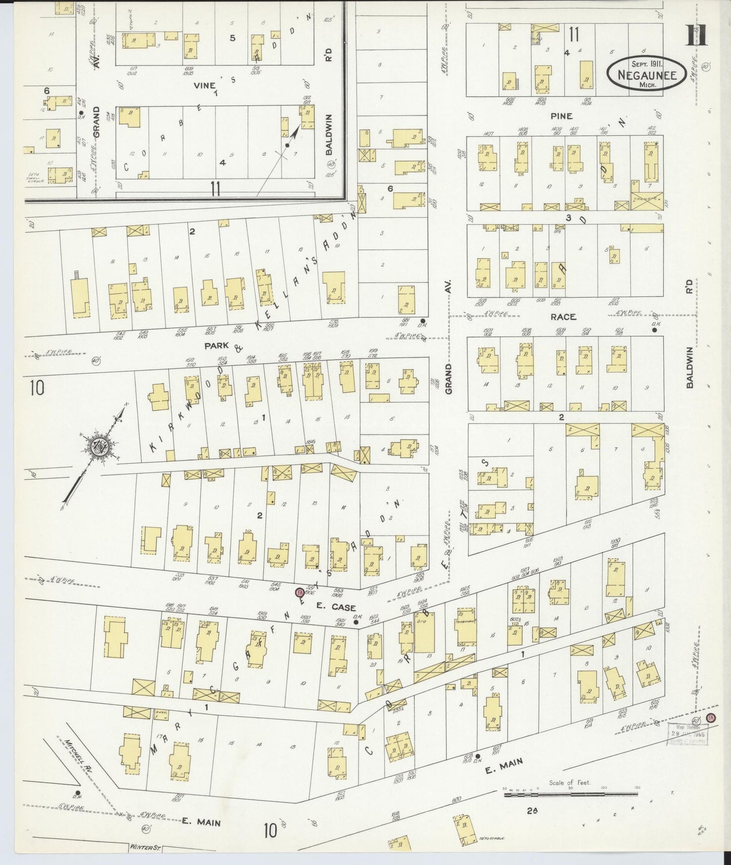 Sanborn Fire Insurance Map from Negaunee, Marquette County, Michigan (1911), Sheet #0011 - Historic Sanborn Fire Insurance Map Print, vintage old map wall art, antique decor, genealogy gift, Michigan Michigan map