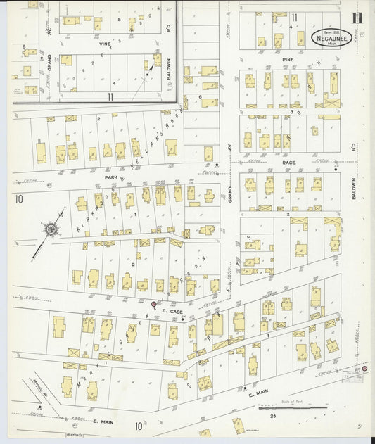 Sanborn Fire Insurance Map from Negaunee, Marquette County, Michigan (1911), Sheet #0011 - Historic Sanborn Fire Insurance Map Print, vintage old map wall art, antique decor, genealogy gift, Michigan Michigan map