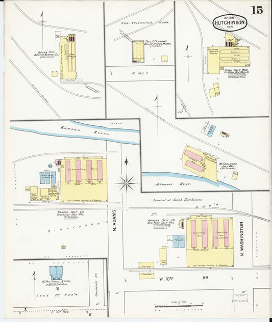 Sanborn Fire Insurance Map from Hutchinson, Reno County, Kansas (1892), Sheet #0015 - Historic Sanborn Fire Insurance Map Print, vintage old map wall art, antique decor, genealogy gift, Kansas Kansas map