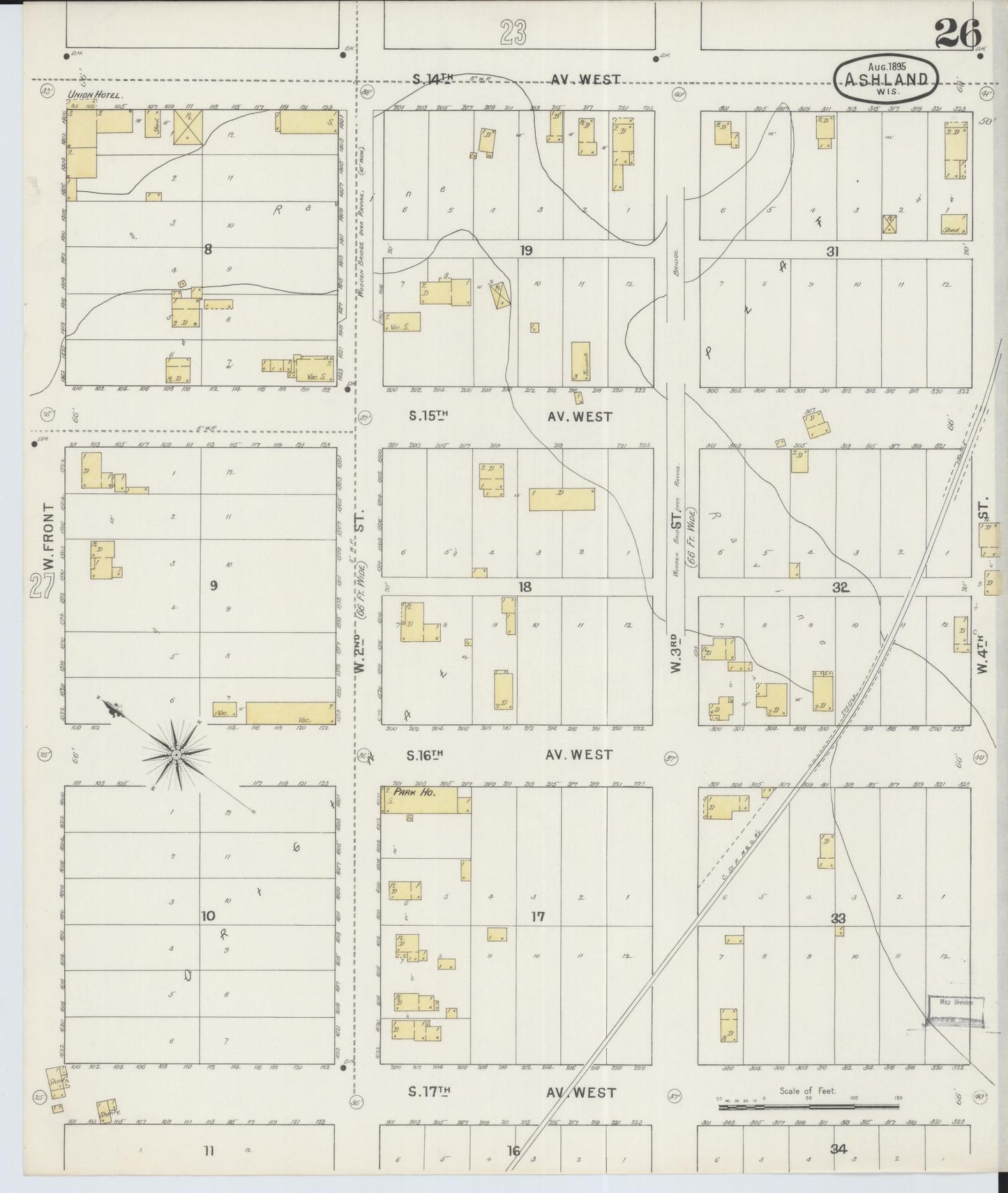 Sanborn Fire Insurance Map from Ashland, Ashland County, Wisconsin (1895), Sheet #0026 - Complete Map Set gallery image, historic Sanborn map, vintage wall art, Wisconsin Wisconsin