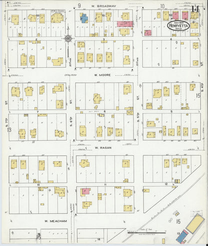 Sanborn Fire Insurance Map from Henryetta, Okmulgee County, Oklahoma (1920), Sheet #0014 - Complete Map Set gallery image, historic Sanborn map, vintage wall art, Oklahoma Oklahoma