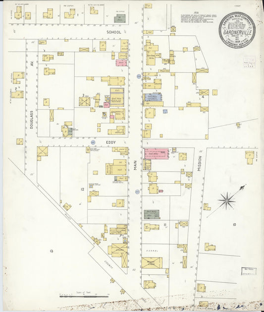 Sanborn Fire Insurance Map from Gardnerville, Douglas County, Nevada (1907), Sheet #0001 - Historic Sanborn Fire Insurance Map Print, vintage old map wall art, antique decor, genealogy gift, Nevada Nevada map