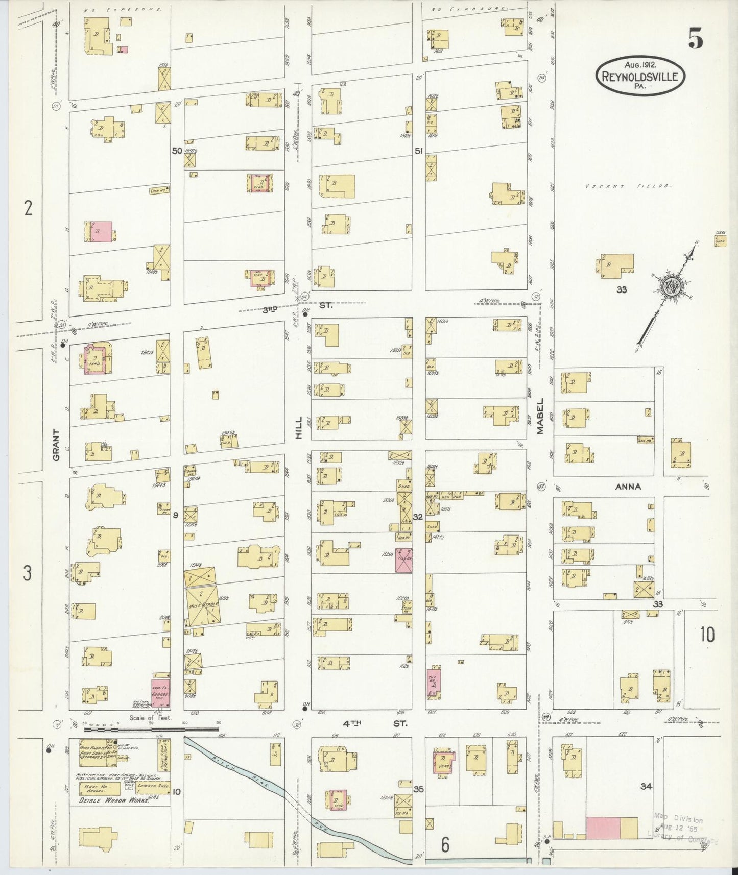 Sanborn Fire Insurance Map from Reynoldsville, Jefferson County, Pennsylvania (1912), Sheet #0005 - Complete Map Set gallery image, historic Sanborn map, vintage wall art, Pennsylvania Pennsylvania