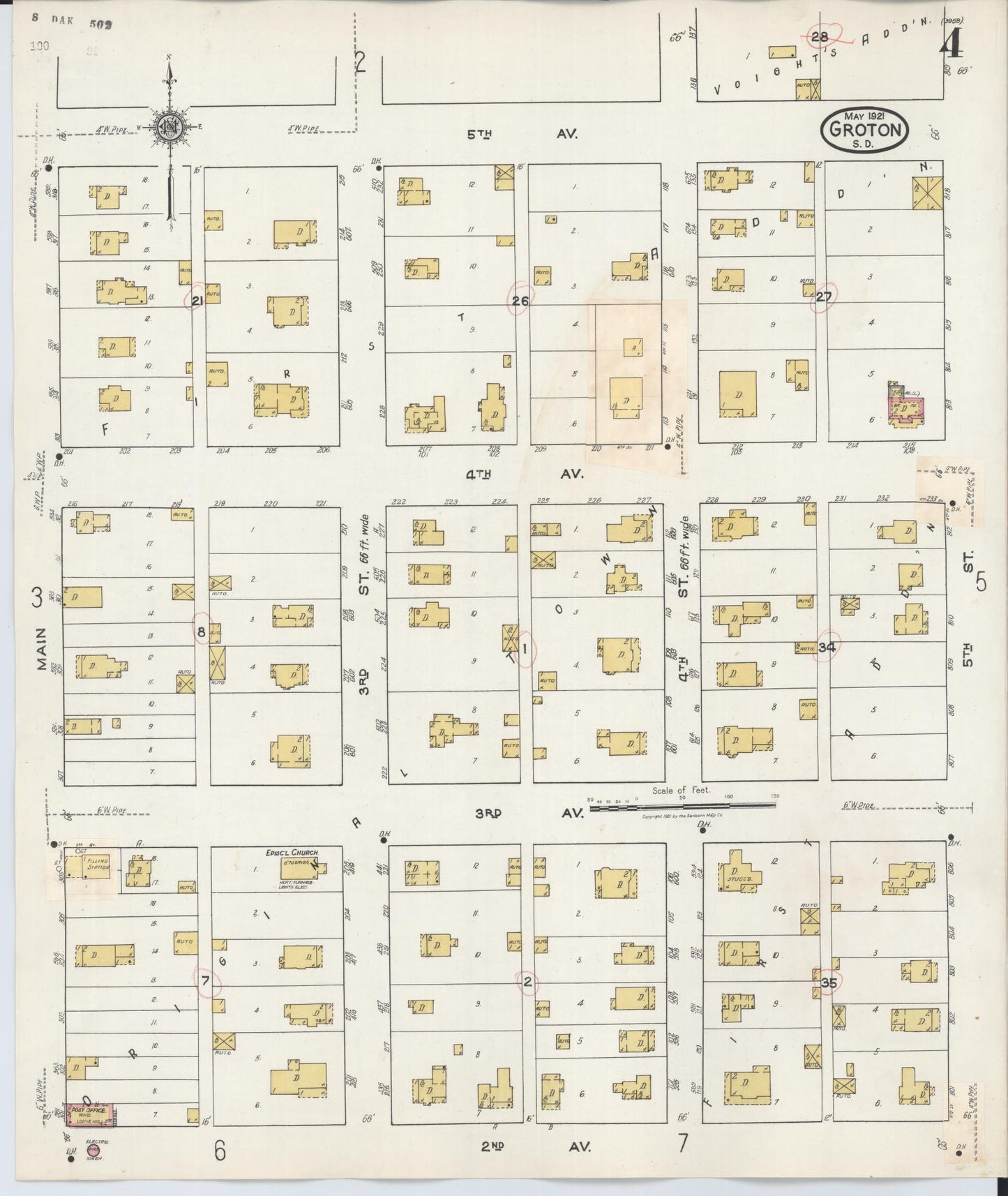 Sanborn Fire Insurance Map from Groton, Brown County, South Dakota (1930), Sheet #0004 - Historic Sanborn Fire Insurance Map Print, vintage old map wall art, antique decor, genealogy gift, South Dakota South Dakota map