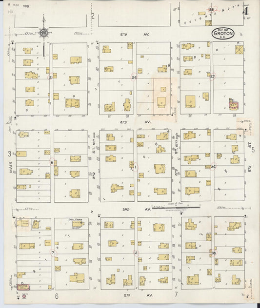 Sanborn Fire Insurance Map from Groton, Brown County, South Dakota (1930), Sheet #0004 - Historic Sanborn Fire Insurance Map Print, vintage old map wall art, antique decor, genealogy gift, South Dakota South Dakota map