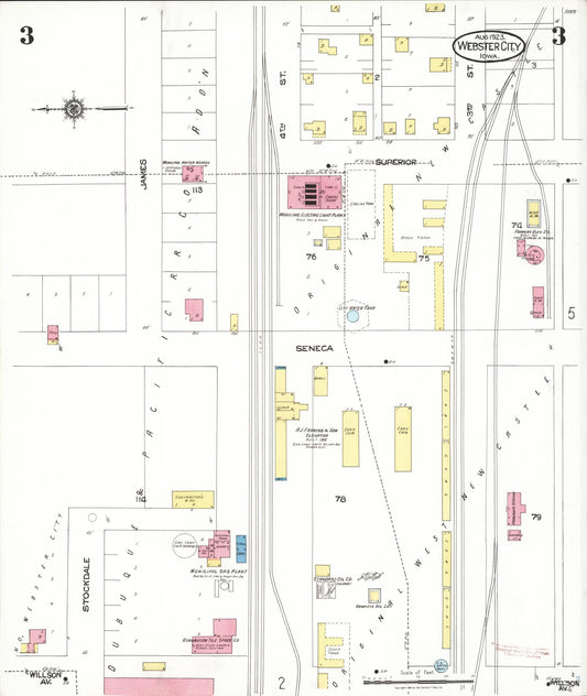 Sanborn Fire Insurance Map from Webster City, Hamilton County, Iowa (1923), Sheet #0003 - Historic Sanborn Fire Insurance Map Print, vintage old map wall art