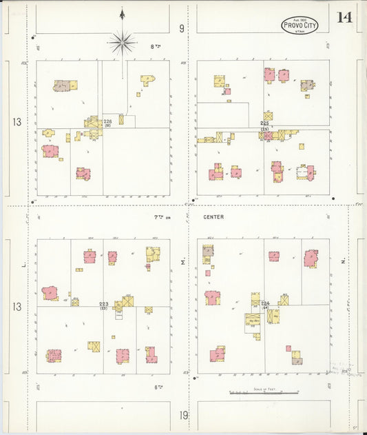 Sanborn Fire Insurance Map from Provo, Utah County, Utah (1900), Sheet #0014 - Historic Sanborn Fire Insurance Map Print, vintage old map wall art, antique decor, genealogy gift, Provo Utah map