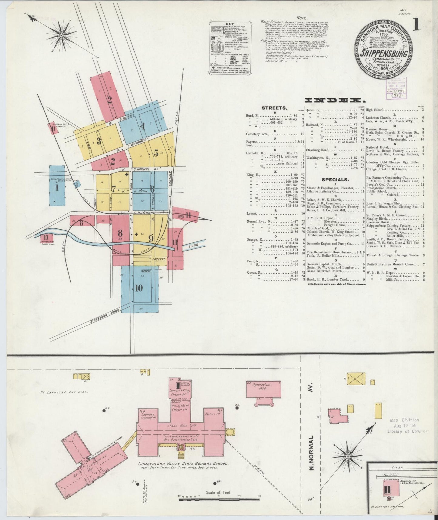 Sanborn Fire Insurance Map from Shippensburg, Cumberland And Franklin Counties, Pennsylvania (1904), Sheet #0001 - Complete Map Set gallery image, historic Sanborn map, vintage wall art, Counties Pennsylvania