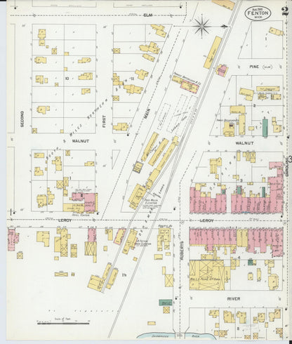 Sanborn Fire Insurance Map from Fenton, Genesee County, Michigan (1901), Sheet #0002 - Complete Map Set gallery image, historic Sanborn map, vintage wall art, Michigan Michigan