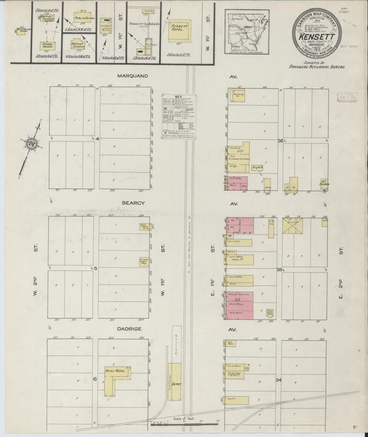 Sanborn Fire Insurance Map from Kensett, White County, Arkansas (1913), Sheet #0001 - Historic Sanborn Fire Insurance Map Print, vintage old map wall art, antique decor, genealogy gift, Arkansas Arkansas map