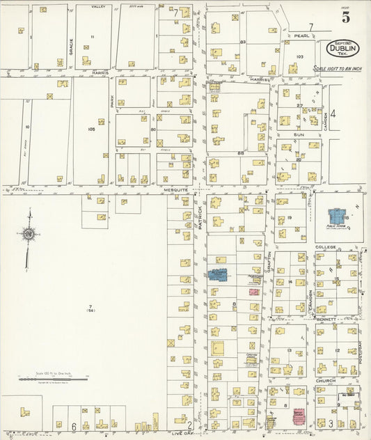 Sanborn Fire Insurance Map from Dublin, Erath County, Texas (1921), Sheet #0005 - Historic Sanborn Fire Insurance Map Print, vintage old map wall art, antique decor, genealogy gift, Texas Texas map