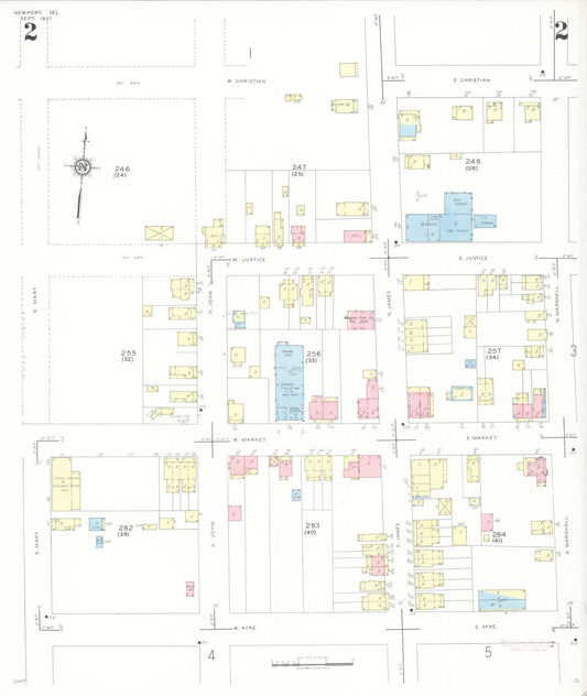 Sanborn Fire Insurance Map from Newport, New Castle County, Delaware (1937), Sheet #0002 - Historic Sanborn Fire Insurance Map Print, vintage old map wall art, antique decor, genealogy gift, Delaware Delaware map