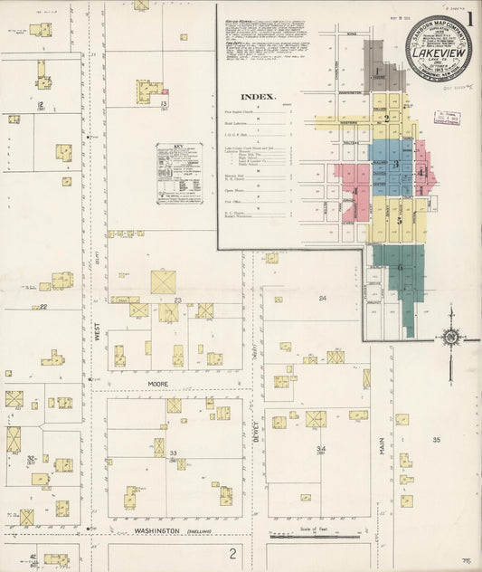 Sanborn Fire Insurance Map from Lakeview, Lake County, Oregon (1913), Sheet #0001 - Historic Sanborn Fire Insurance Map Print, vintage old map wall art, antique decor, genealogy gift, Oregon Oregon map