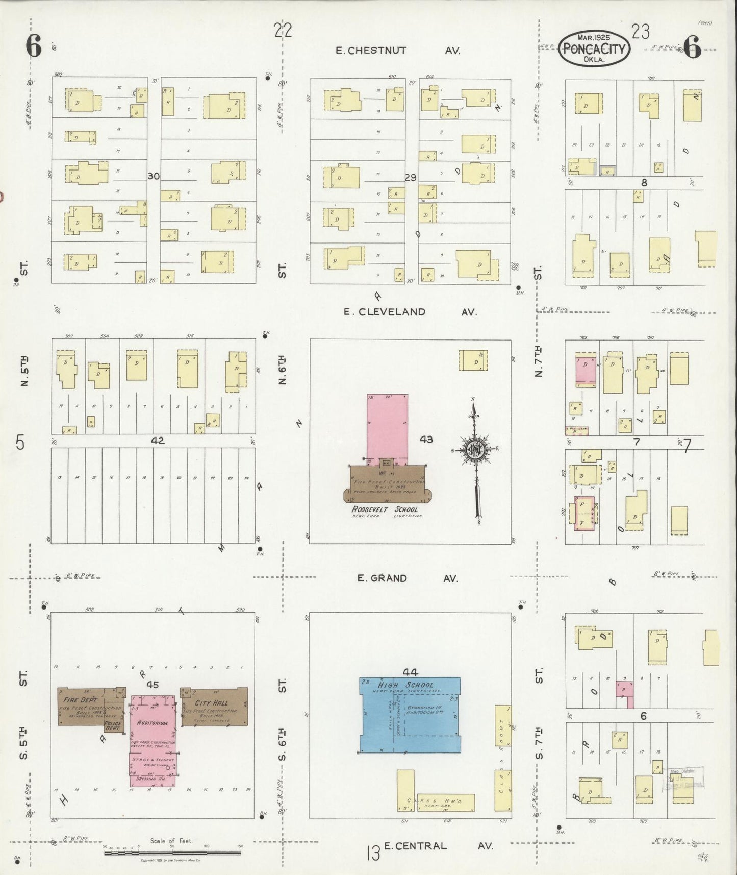Sanborn Fire Insurance Map from Ponca City, Kay County, Oklahoma (1925), Sheet #0006 - Complete Map Set gallery image, historic Sanborn map, vintage wall art, Oklahoma Oklahoma