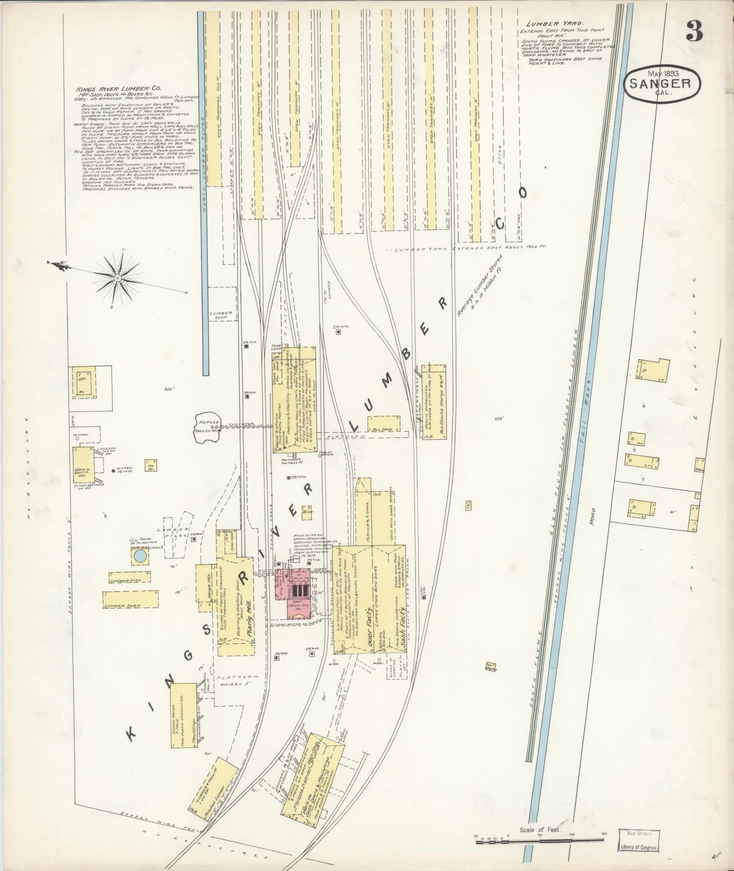 Sanborn Fire Insurance Map from Sanger, Fresno County, California (1893), Sheet #0003 - Complete Map Set gallery image, historic Sanborn map, vintage wall art, California California