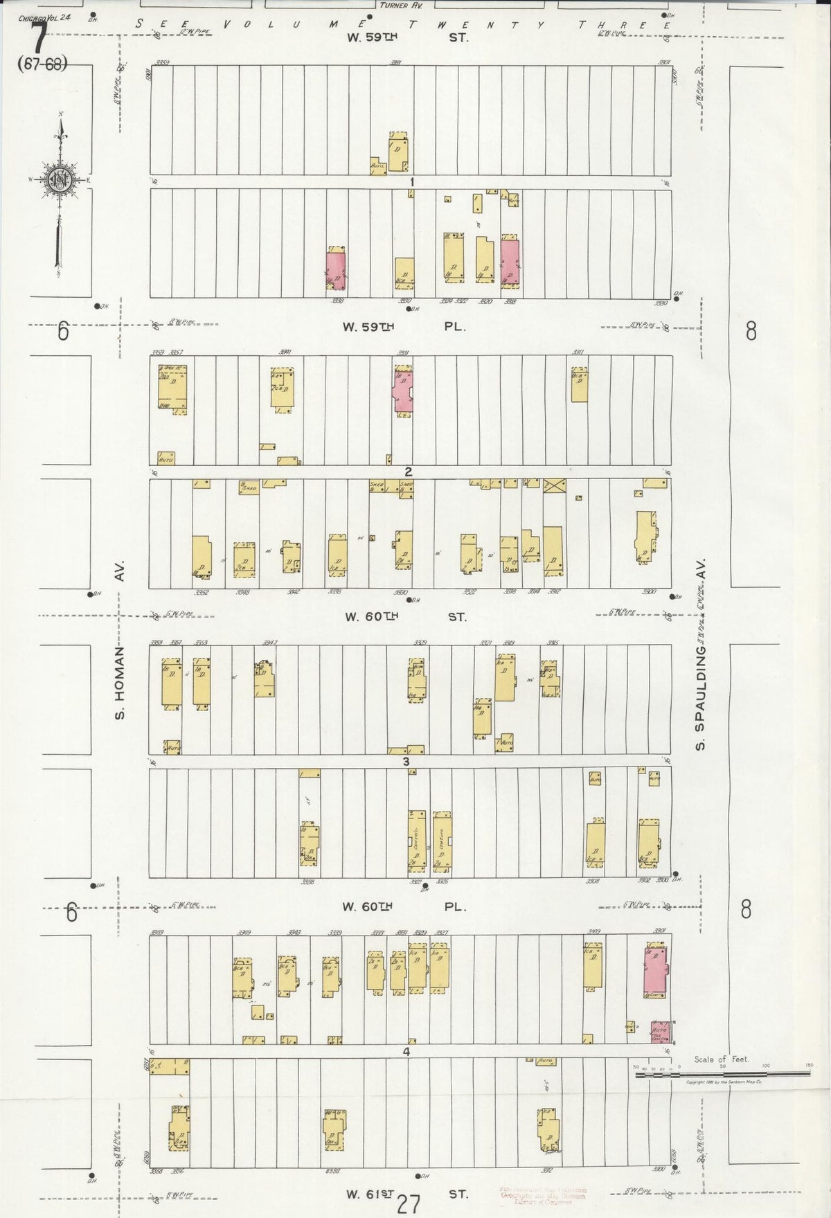 Sanborn Fire Insurance Map from Chicago, Cook County, Illinois (1920), Sheet #0007 - Historic Sanborn Fire Insurance Map Print, vintage old map wall art, antique decor, genealogy gift, Illinois Illinois map