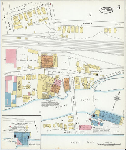 Sanborn Fire Insurance Map from Little Falls, Herkimer County, New York (1918), Sheet #0006 - Complete Map Set gallery image, historic Sanborn map, vintage wall art, New York New York