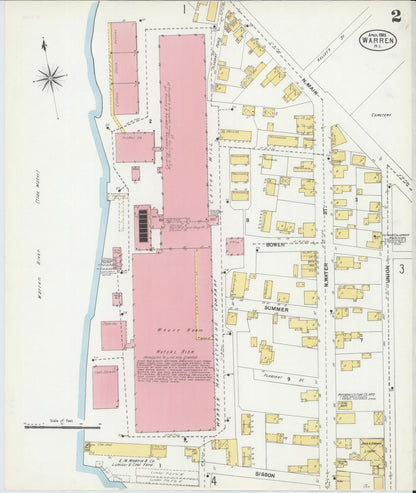 Sanborn Fire Insurance Map from Warren, Bristol County, Rhode Island (1903), Sheet #0002 - Complete Map Set gallery image, historic Sanborn map, vintage wall art, Rhode Island Rhode Island