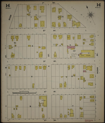 Sanborn Fire Insurance Map from New Jersey Coast, New Jersey Coast, New Jersey (1890), Sheet #0014 - Complete Map Set gallery image, historic Sanborn map, vintage wall art, New Jersey Coast New Jersey