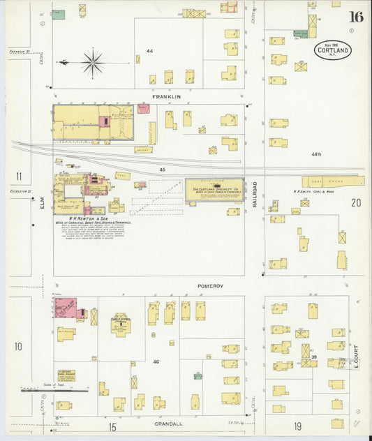 Sanborn Fire Insurance Map from Cortland, Cortland County, New York (1908), Sheet #0016 - Historic Sanborn Fire Insurance Map Print, vintage old map wall art, antique decor, genealogy gift, New York New York map