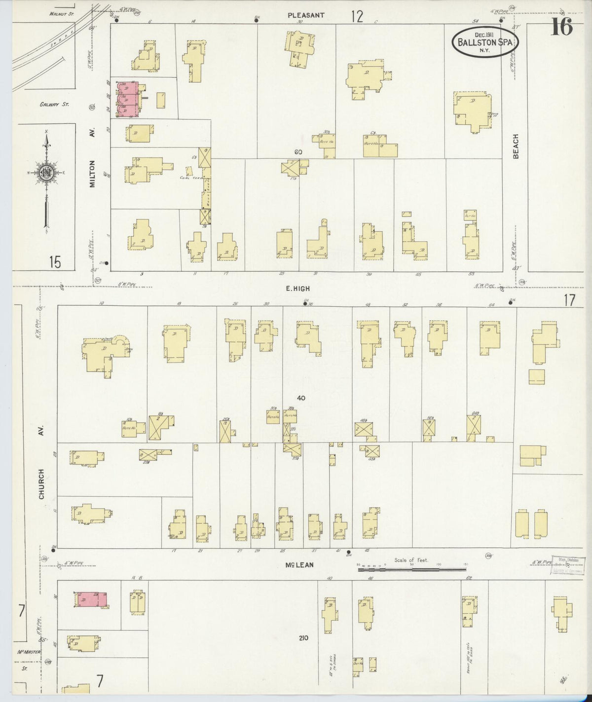 Sanborn Fire Insurance Map from Ballston Spa, Saratoga County, New York (1911), Sheet #0016 - Complete Map Set gallery image, historic Sanborn map, vintage wall art, New York New York