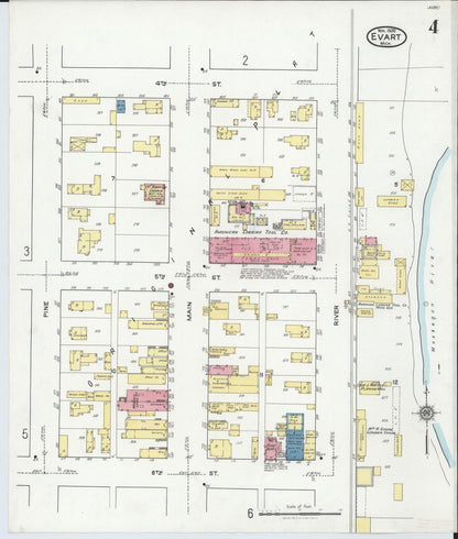 Sanborn Fire Insurance Map from Evart, Osceola County, Michigan (1920), Sheet #0004 - Complete Map Set gallery image, historic Sanborn map, vintage wall art, Michigan Michigan