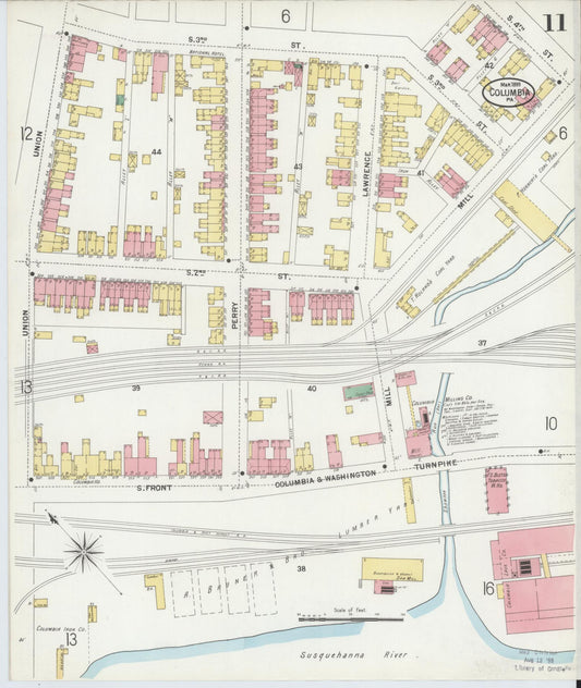 Sanborn Fire Insurance Map from Columbia, Lancaster County, Pennsylvania (1899), Sheet #0011 - Historic Sanborn Fire Insurance Map Print, vintage old map wall art, antique decor, genealogy gift, Pennsylvania Pennsylvania map