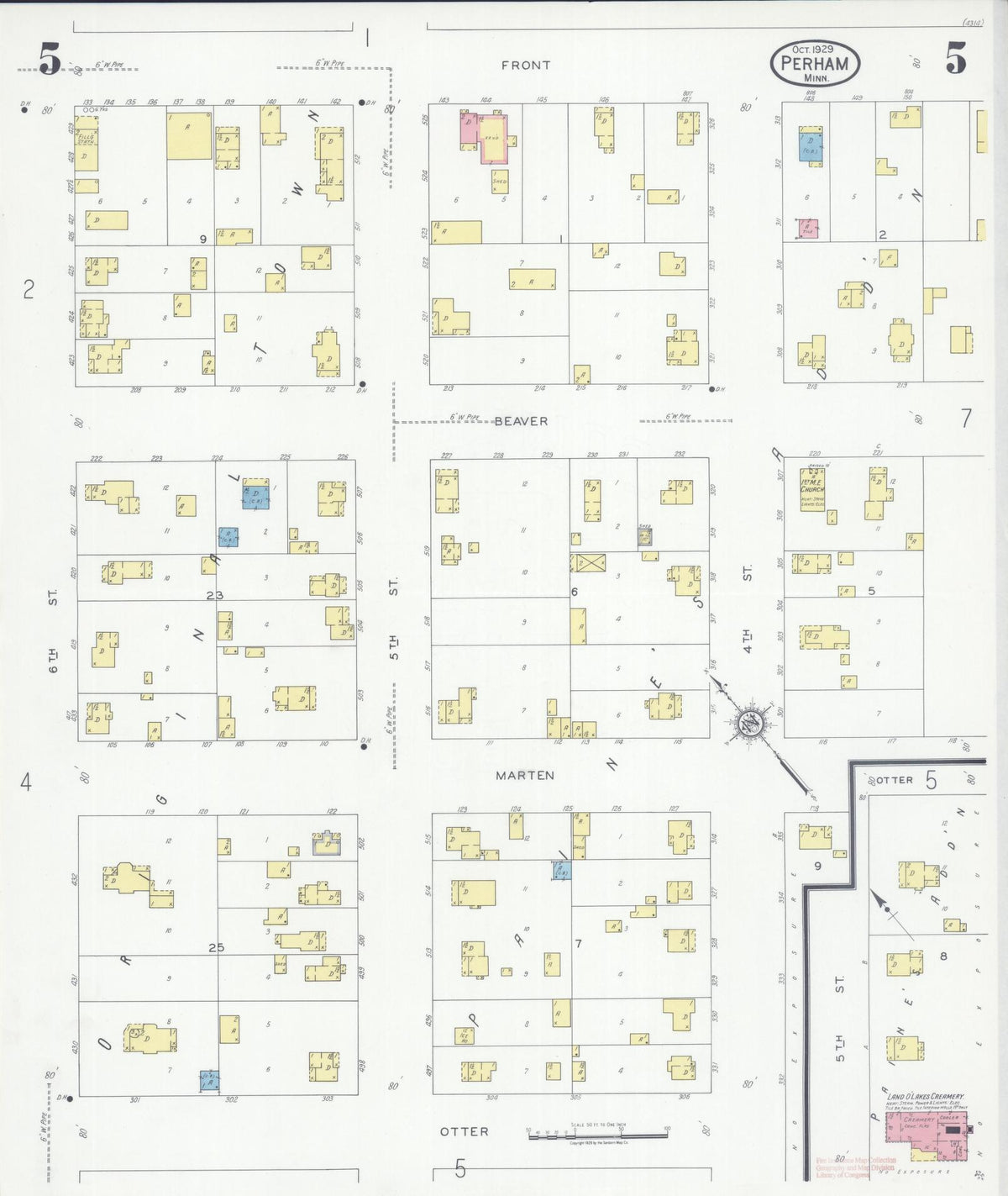 Sanborn Fire Insurance Map from Perham, Otter Tail County, Minnesota (1929), Sheet #0005 - Complete Map Set gallery image, historic Sanborn map, vintage wall art, Minnesota Minnesota