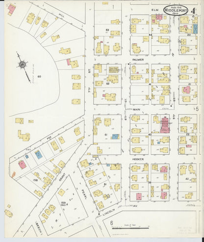 Sanborn Fire Insurance Map from Middleport, Meigs County, Ohio (1916), Sheet #0004 - Historic Sanborn Fire Insurance Map Print, vintage old map wall art, antique decor, genealogy gift, Ohio Ohio map