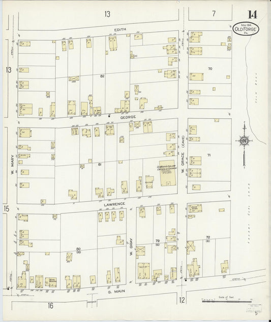Sanborn Fire Insurance Map from Old Forge, Lackawanna County, Pennsylvania (1914), Sheet #0014 - Historic Sanborn Fire Insurance Map Print, vintage old map wall art, antique decor, genealogy gift, Pennsylvania Pennsylvania map