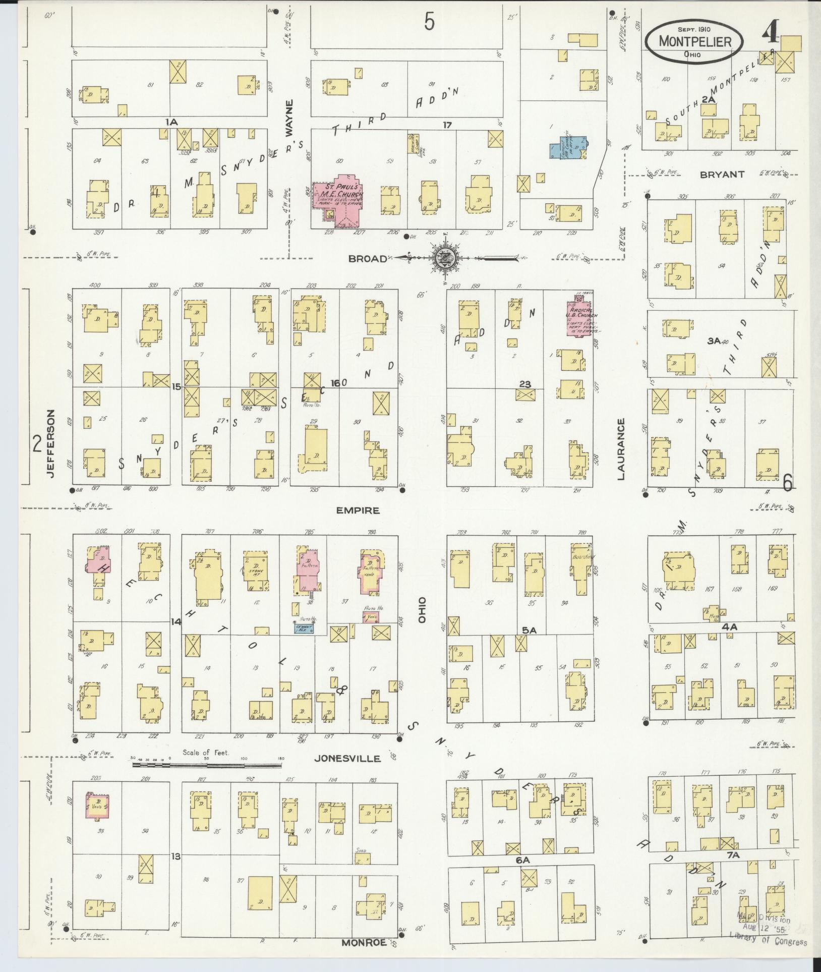Sanborn Fire Insurance Map from Montpelier, Williams County, Ohio (1910), Sheet #0004 - Complete Map Set gallery image, historic Sanborn map, vintage wall art, Ohio Ohio